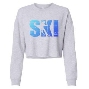 Cool Distressed Skiing Gift For Skiers Cropped Pullover Crew