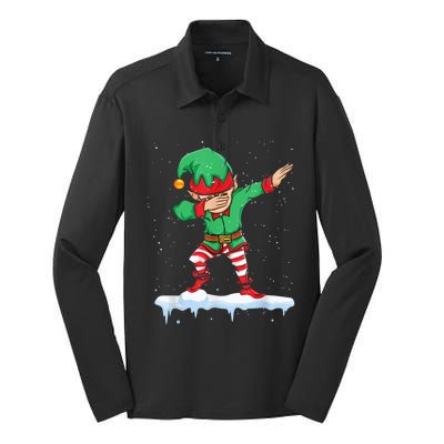 Christmas Dabbing Squad Xmas Family Matching Gift Silk Touch Performance Long Sleeve Polo