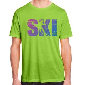 Cool Distressed Skiing Gift For Skiers Adult ChromaSoft Performance T-Shirt