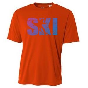 Cool Distressed Skiing Gift For Skiers Cooling Performance Crew T-Shirt