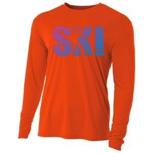 Cool Distressed Skiing Gift For Skiers Cooling Performance Long Sleeve Crew