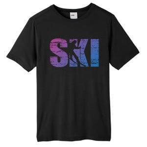 Cool Distressed Skiing Gift For Skiers Tall Fusion ChromaSoft Performance T-Shirt