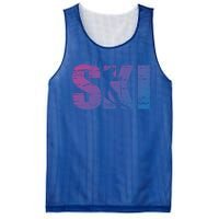 Cool Distressed Skiing Gift For Skiers Mesh Reversible Basketball Jersey Tank