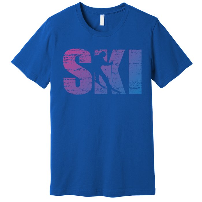 Cool Distressed Skiing Gift For Skiers Premium T-Shirt