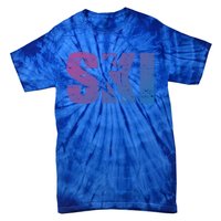 Cool Distressed Skiing Gift For Skiers Tie-Dye T-Shirt