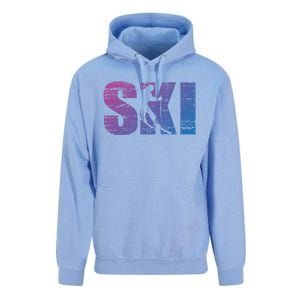 Cool Distressed Skiing Gift For Skiers Unisex Surf Hoodie