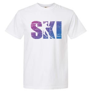 Cool Distressed Skiing Gift For Skiers Garment-Dyed Heavyweight T-Shirt