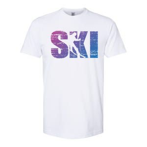 Cool Distressed Skiing Gift For Skiers Softstyle CVC T-Shirt