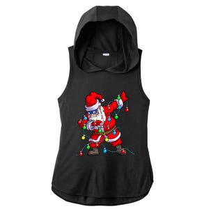 Christmas Dabbing Santa Xmas Gifts Tree Lights Long Sleeve Ladies PosiCharge Tri-Blend Wicking Draft Hoodie Tank