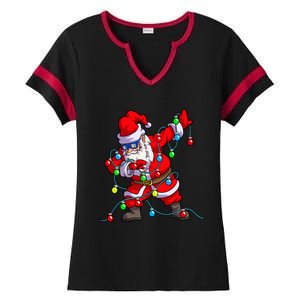 Christmas Dabbing Santa Xmas Gifts Tree Lights Long Sleeve Ladies Halftime Notch Neck Tee