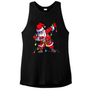 Christmas Dabbing Santa Xmas Gifts Tree Lights Long Sleeve Ladies PosiCharge Tri-Blend Wicking Tank