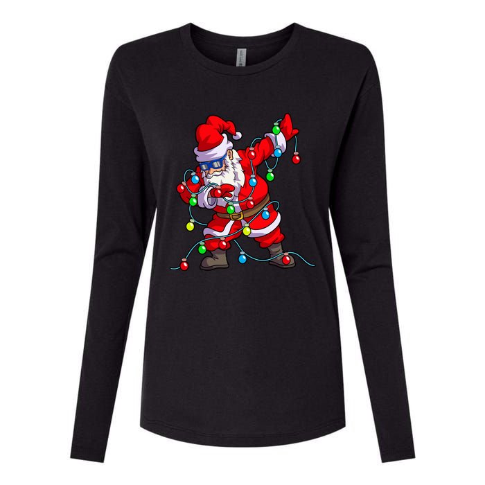 Christmas Dabbing Santa Xmas Gifts Tree Lights Long Sleeve Womens Cotton Relaxed Long Sleeve T-Shirt