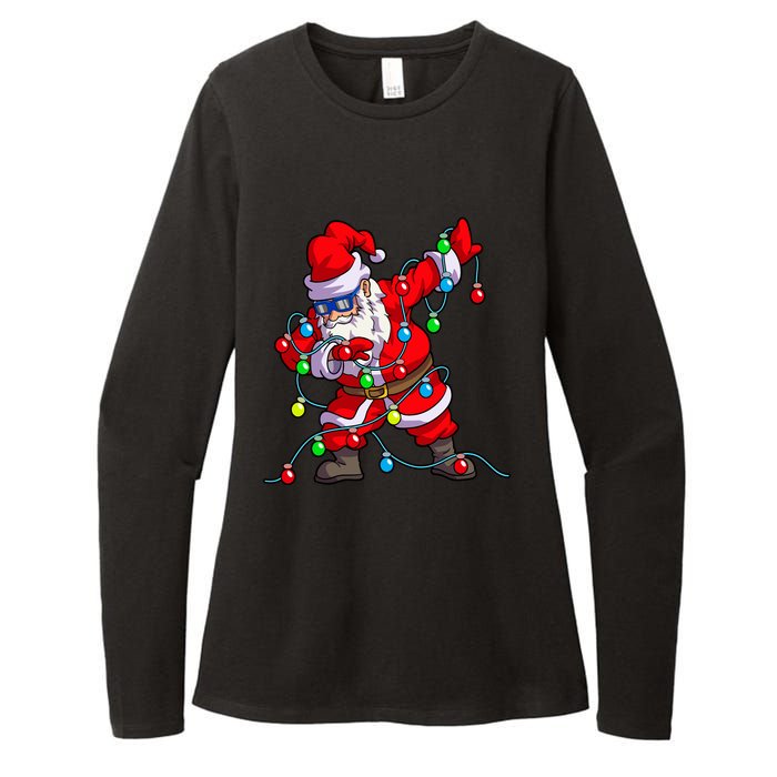 Christmas Dabbing Santa Xmas Gifts Tree Lights Long Sleeve Womens CVC Long Sleeve Shirt