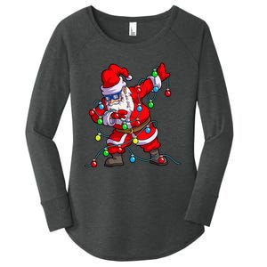 Christmas Dabbing Santa Xmas Gifts Tree Lights Long Sleeve Women's Perfect Tri Tunic Long Sleeve Shirt