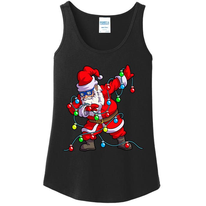 Christmas Dabbing Santa Xmas Gifts Tree Lights Long Sleeve Ladies Essential Tank