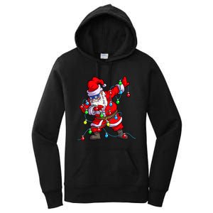 Christmas Dabbing Santa Xmas Gifts Tree Lights Long Sleeve Women's Pullover Hoodie