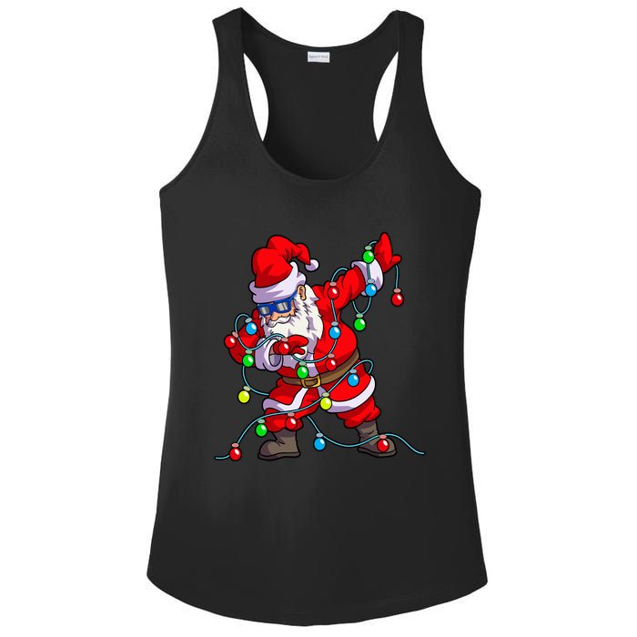 Christmas Dabbing Santa Xmas Gifts Tree Lights Long Sleeve Ladies PosiCharge Competitor Racerback Tank