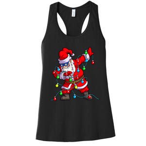 Christmas Dabbing Santa Xmas Gifts Tree Lights Long Sleeve Women's Racerback Tank