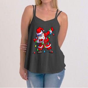 Christmas Dabbing Santa Xmas Gifts Tree Lights Long Sleeve Women's Strappy Tank