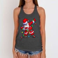 Christmas Dabbing Santa Xmas Gifts Tree Lights Long Sleeve Women's Knotted Racerback Tank