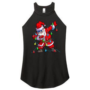 Christmas Dabbing Santa Xmas Gifts Tree Lights Long Sleeve Women's Perfect Tri Rocker Tank