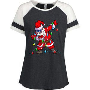 Christmas Dabbing Santa Xmas Gifts Tree Lights Long Sleeve Enza Ladies Jersey Colorblock Tee