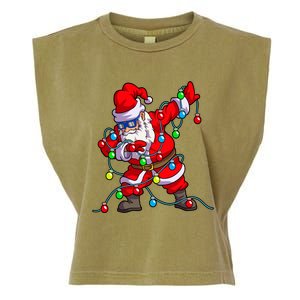 Christmas Dabbing Santa Xmas Gifts Tree Lights Long Sleeve Garment-Dyed Women's Muscle Tee