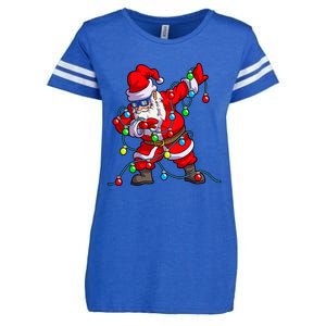 Christmas Dabbing Santa Xmas Gifts Tree Lights Long Sleeve Enza Ladies Jersey Football T-Shirt