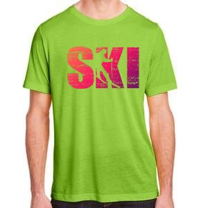 Cool Distressed Skiing Gift For Skiers Adult ChromaSoft Performance T-Shirt