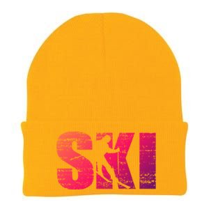 Cool Distressed Skiing Gift For Skiers Knit Cap Winter Beanie