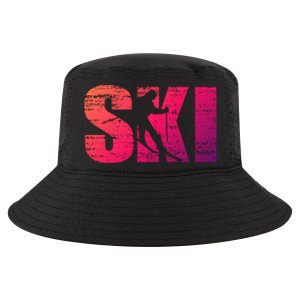 Cool Distressed Skiing Gift For Skiers Cool Comfort Performance Bucket Hat