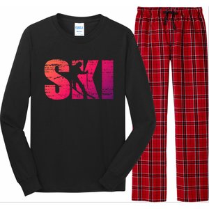 Cool Distressed Skiing Gift For Skiers Long Sleeve Pajama Set