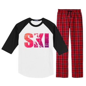 Cool Distressed Skiing Gift For Skiers Raglan Sleeve Pajama Set