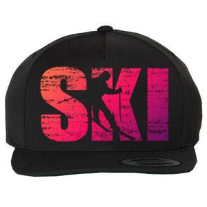 Cool Distressed Skiing Gift For Skiers Wool Snapback Cap