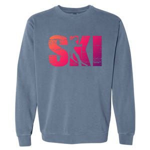 Cool Distressed Skiing Gift For Skiers Garment-Dyed Sweatshirt