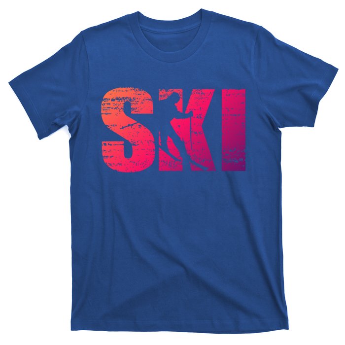 Cool Distressed Skiing Gift For Skiers T-Shirt