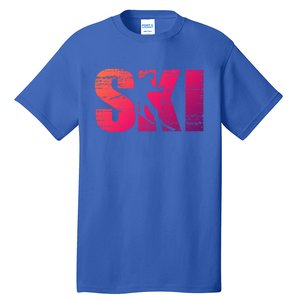 Cool Distressed Skiing Gift For Skiers Tall T-Shirt