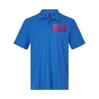 Cool Distressed Skiing Gift For Skiers Softstyle Adult Sport Polo