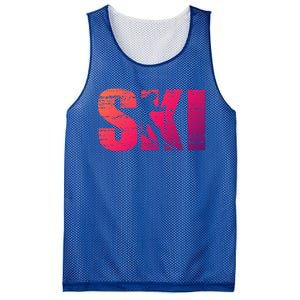 Cool Distressed Skiing Gift For Skiers Mesh Reversible Basketball Jersey Tank