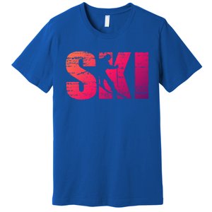 Cool Distressed Skiing Gift For Skiers Premium T-Shirt