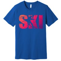 Cool Distressed Skiing Gift For Skiers Premium T-Shirt