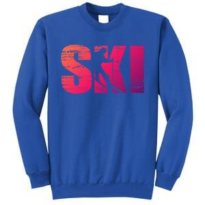 Cool Distressed Skiing Gift For Skiers Tall Sweatshirt