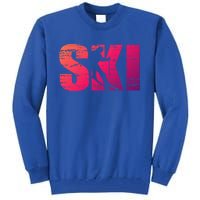 Cool Distressed Skiing Gift For Skiers Tall Sweatshirt