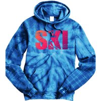 Cool Distressed Skiing Gift For Skiers Tie Dye Hoodie