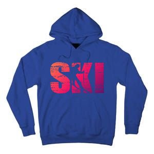 Cool Distressed Skiing Gift For Skiers Tall Hoodie