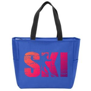 Cool Distressed Skiing Gift For Skiers Zip Tote Bag