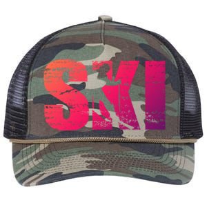 Cool Distressed Skiing Gift For Skiers Retro Rope Trucker Hat Cap