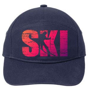 Cool Distressed Skiing Gift For Skiers 7-Panel Snapback Hat