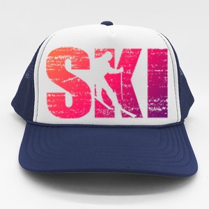 Cool Distressed Skiing Gift For Skiers Trucker Hat