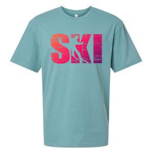 Cool Distressed Skiing Gift For Skiers Sueded Cloud Jersey T-Shirt